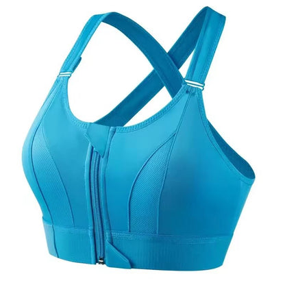 Front Zipper Sports Bra With Adjustable Straps And Shockproof Support For Women 12