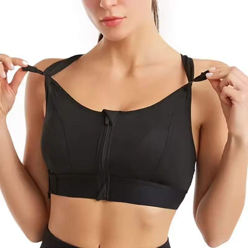 Front Zipper Sports Bra With Adjustable Straps And Shockproof Support For Women 1