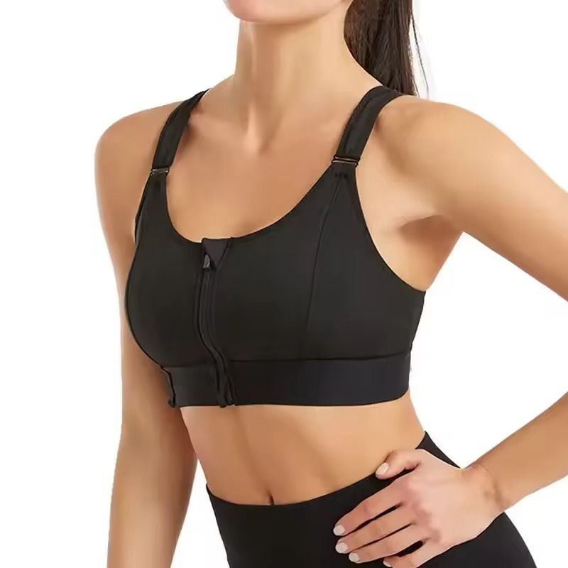 Front Zipper Sports Bra With Adjustable Straps And Shockproof Support For Women 2