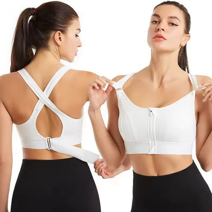 Front Zipper Sports Bra With Adjustable Straps And Shockproof Support For Women 3