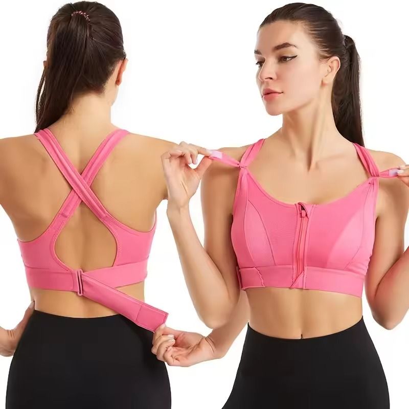 Front Zipper Sports Bra With Adjustable Straps And Shockproof Support For Women 4