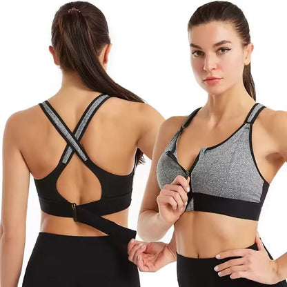 Front Zipper Sports Bra With Adjustable Straps And Shockproof Support For Women 5