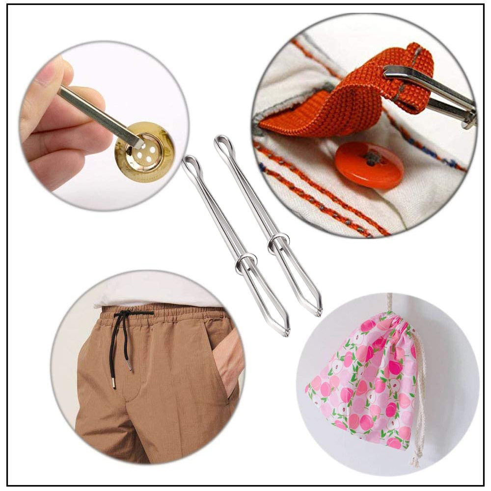 Sewing DIY Tools Garment Clips, Stainless Steel Elastic Band Threader Clamp for Trousers, Punch Tape, Cross Stitch