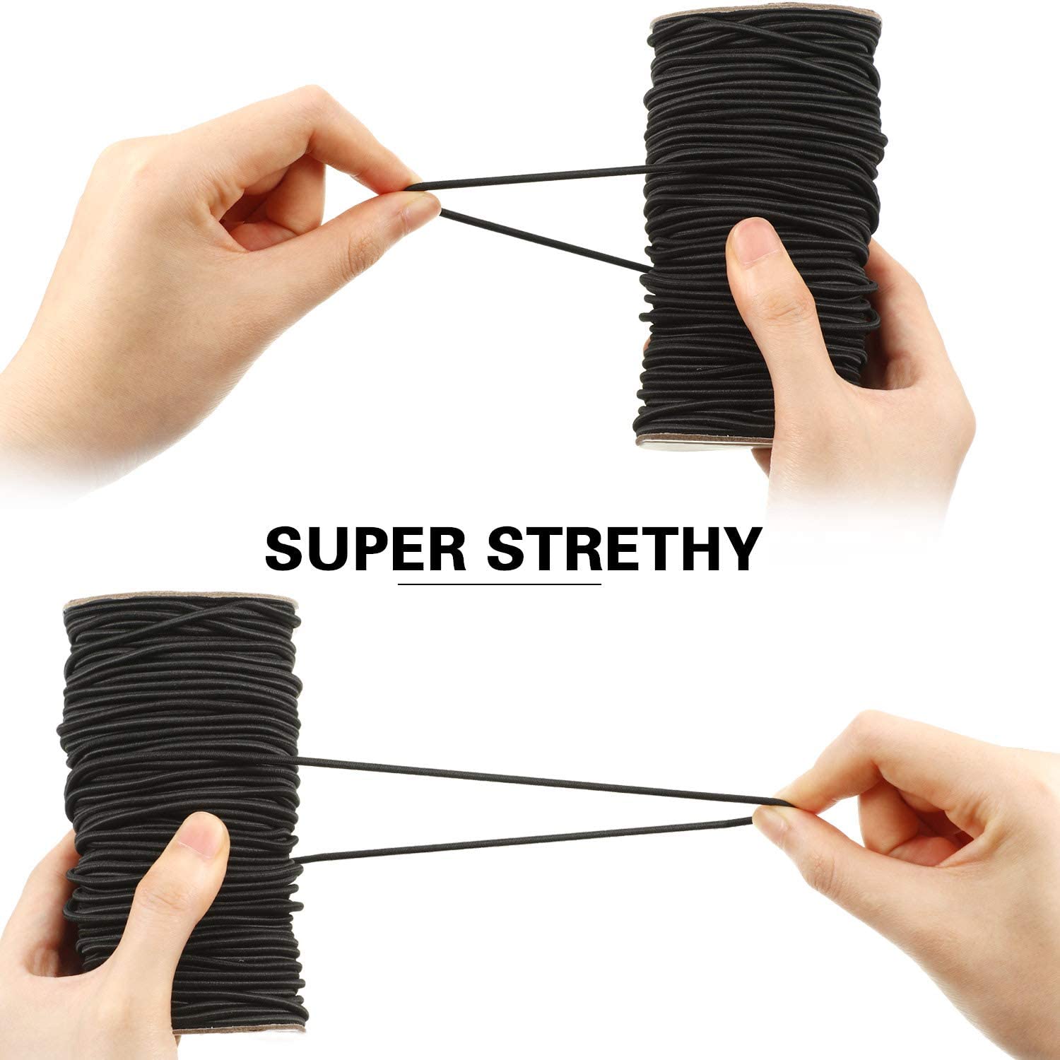 High-Quality Elastic Rope White/Black, Durable Sewing Rubber Band for Garment DIY, Tailor, Craft, Face Mask, and Stretch