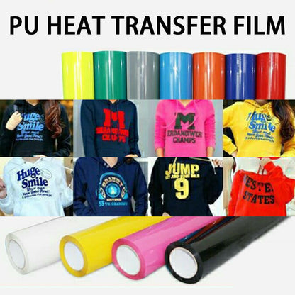 PU Heat Transfer Vinyl Iron-on HTV Roll, DIY T-Shirt Printing Hot Press Film for Cameo, Clothing, Crafts, Halloween