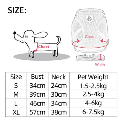Breathable Dog Harness And Leash Set For Small Dogs Cats Adjustable Soft Vest For Pug Chihuahua Bul 1