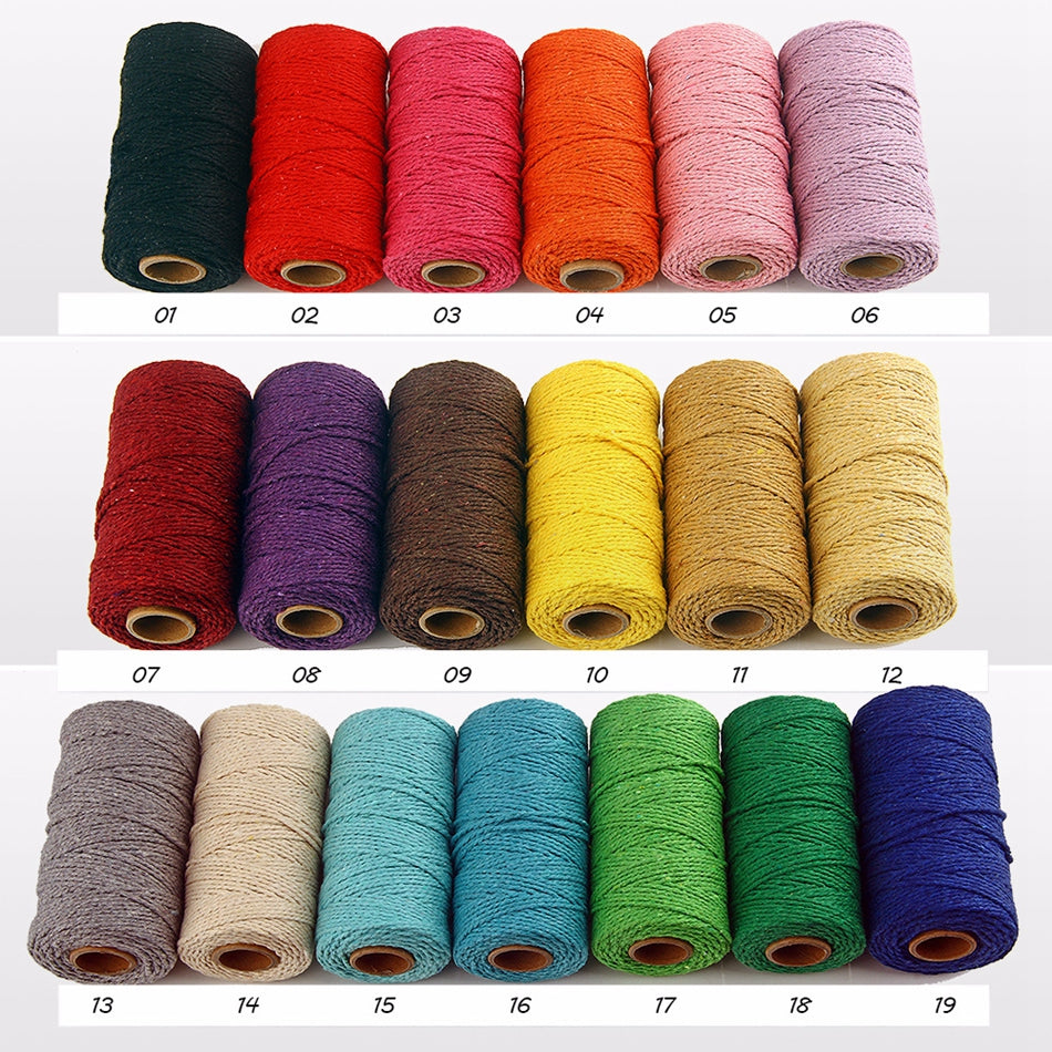 Cotton Macrame Cord Twine Rope String for Crafts, DIY Wall Hangings, Handmade Sewing, Wedding Party & Home Decor