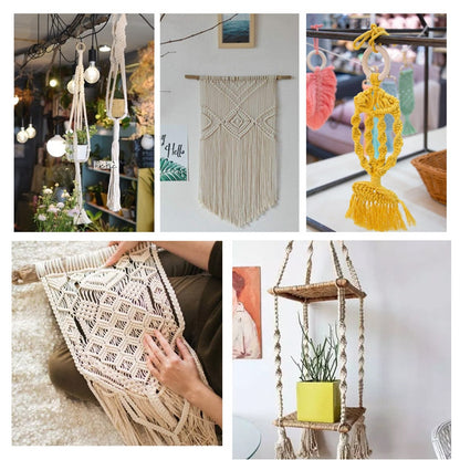 Cotton Macrame Cord Twine Rope String for Crafts, DIY Wall Hangings, Handmade Sewing, Wedding Party & Home Decor