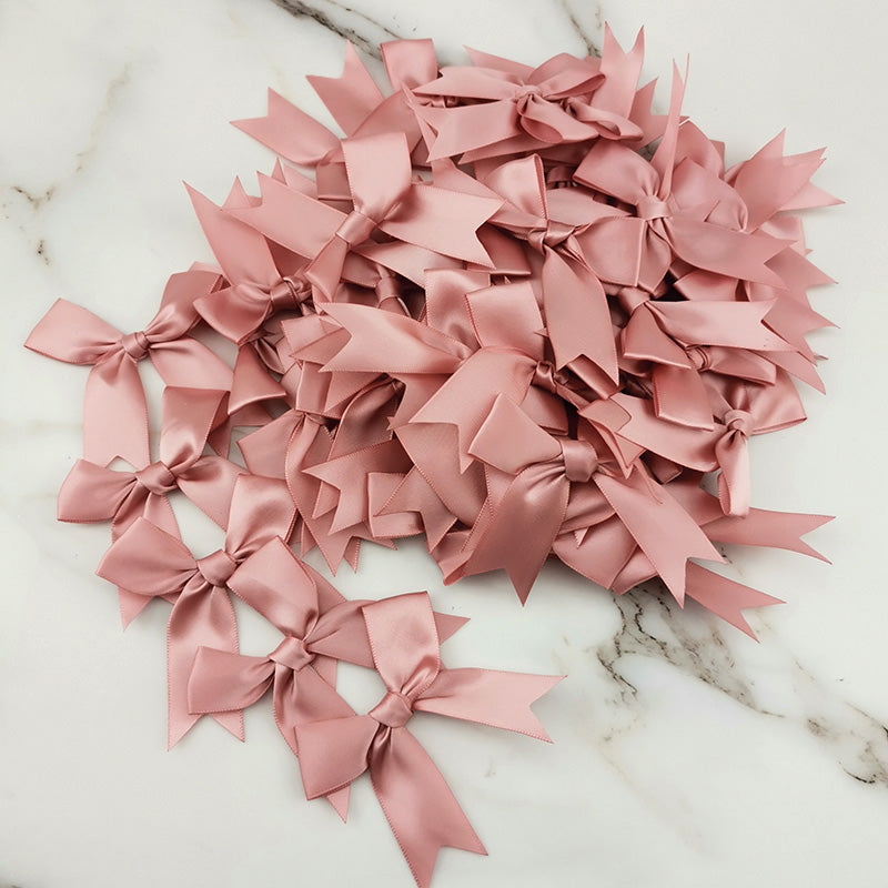 Small Fresh Pink Ribbon Bow, Satin Ribbon Flower for DIY Party Decoration & Handcraft
