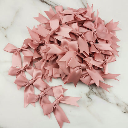 Small Fresh Pink Ribbon Bow, Satin Ribbon Flower for DIY Party Decoration & Handcraft