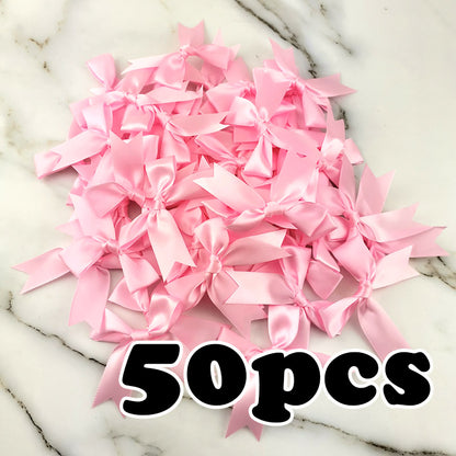 Small Fresh Pink Ribbon Bow, Satin Ribbon Flower for DIY Party Decoration & Handcraft