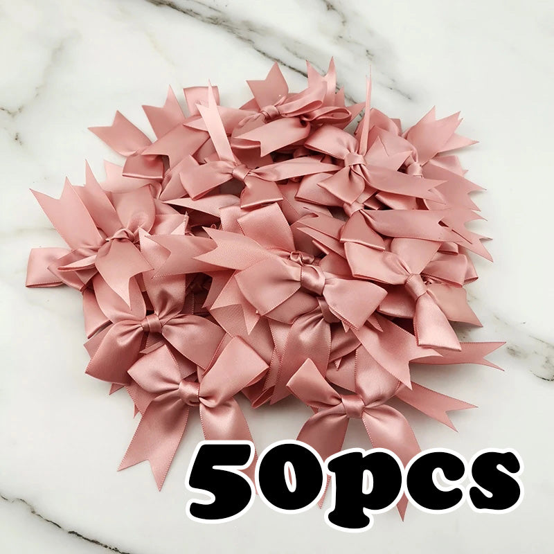 Small Fresh Pink Ribbon Bow, Satin Ribbon Flower for DIY Party Decoration & Handcraft
