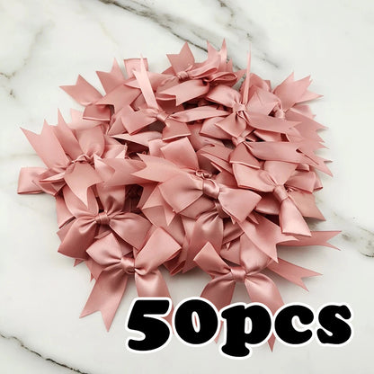 Small Fresh Pink Ribbon Bow, Satin Ribbon Flower for DIY Party Decoration & Handcraft