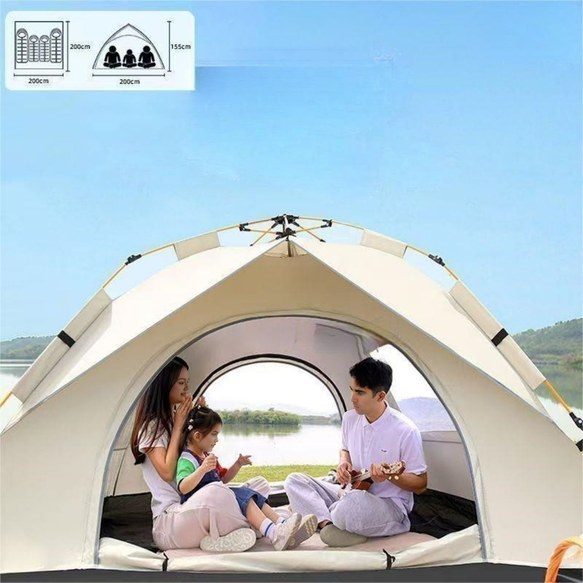 Outdoor Automatic Quick-opening Tent Self-driving Travel Camping Tent with Two Doors and Two Windows