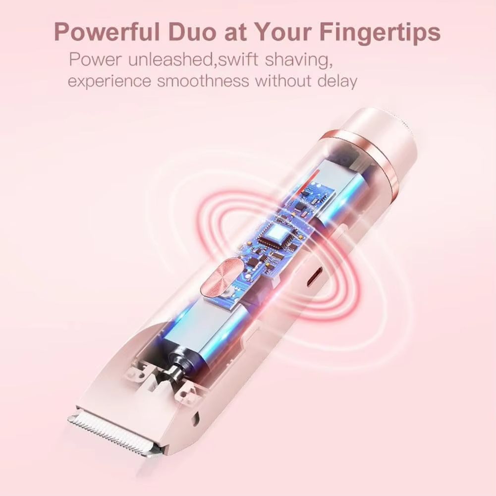 2 In 1 Women Electric Shaver And Trimmer  Dual Head Rechargeable Hair Clipper For Smooth Grooming 4
