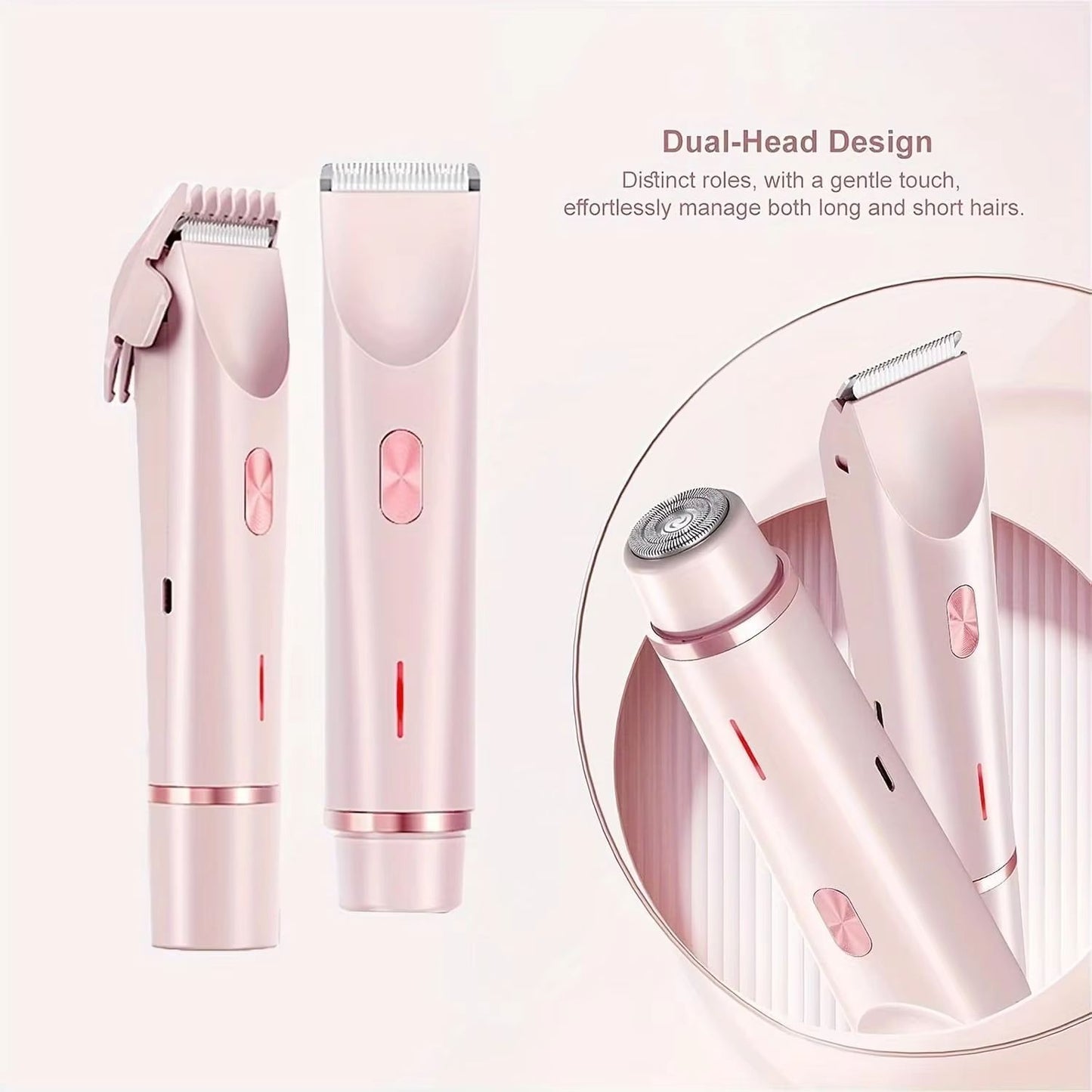 2 In 1 Women Electric Shaver And Trimmer  Dual Head Rechargeable Hair Clipper For Smooth Grooming 5