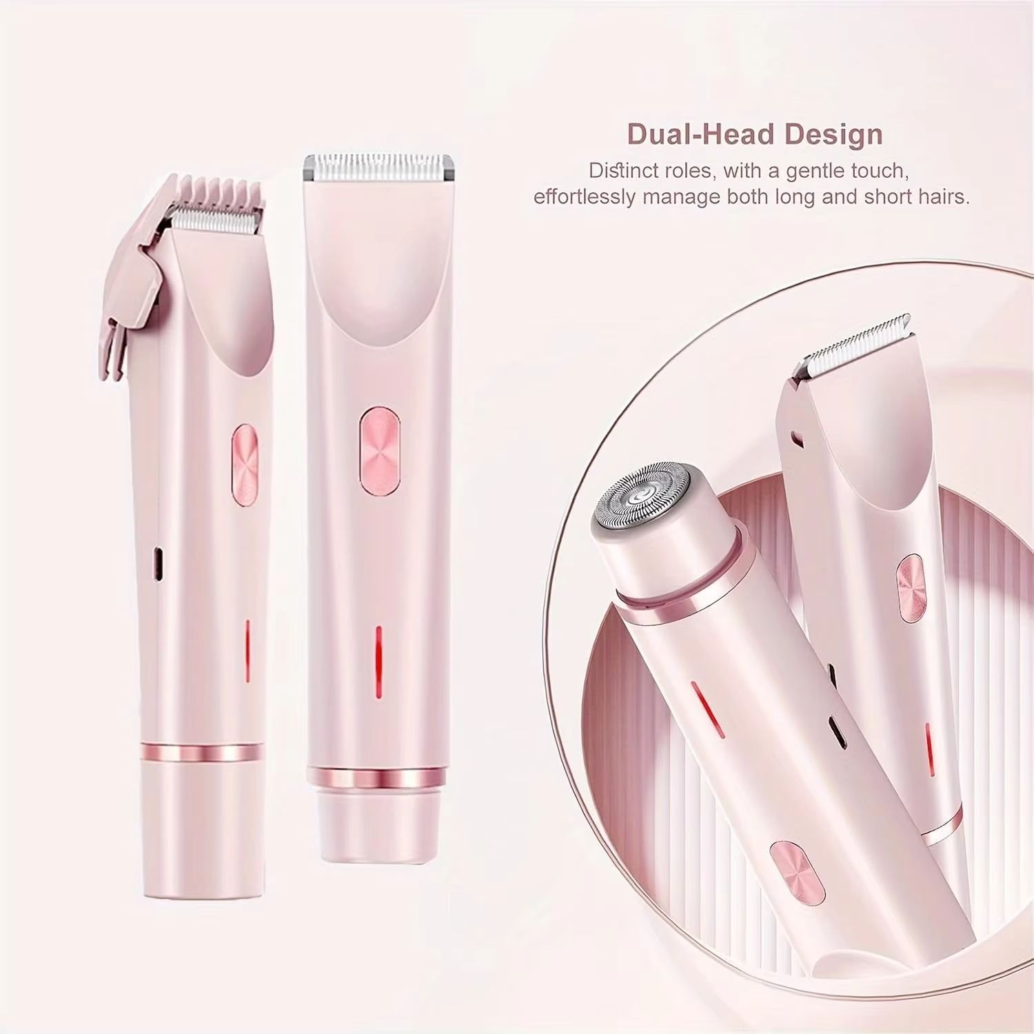 2 In 1 Women Electric Shaver And Trimmer  Dual Head Rechargeable Hair Clipper For Smooth Grooming 5
