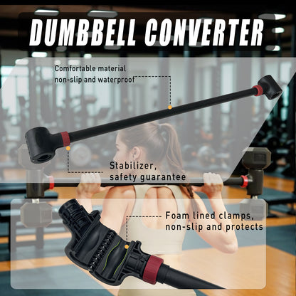 Adjustable Dumbbell Converter to Barbell Set Heavy-Duty Weightlifting Bar