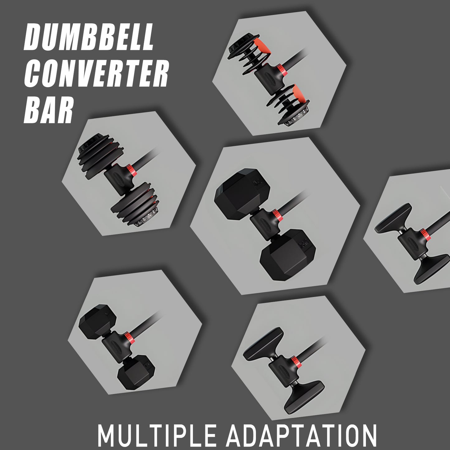 Adjustable Dumbbell Converter to Barbell Set Heavy-Duty Weightlifting Bar
