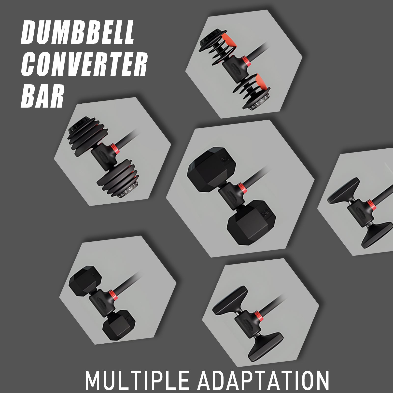 Adjustable Dumbbell Converter to Barbell Set Heavy-Duty Weightlifting Bar