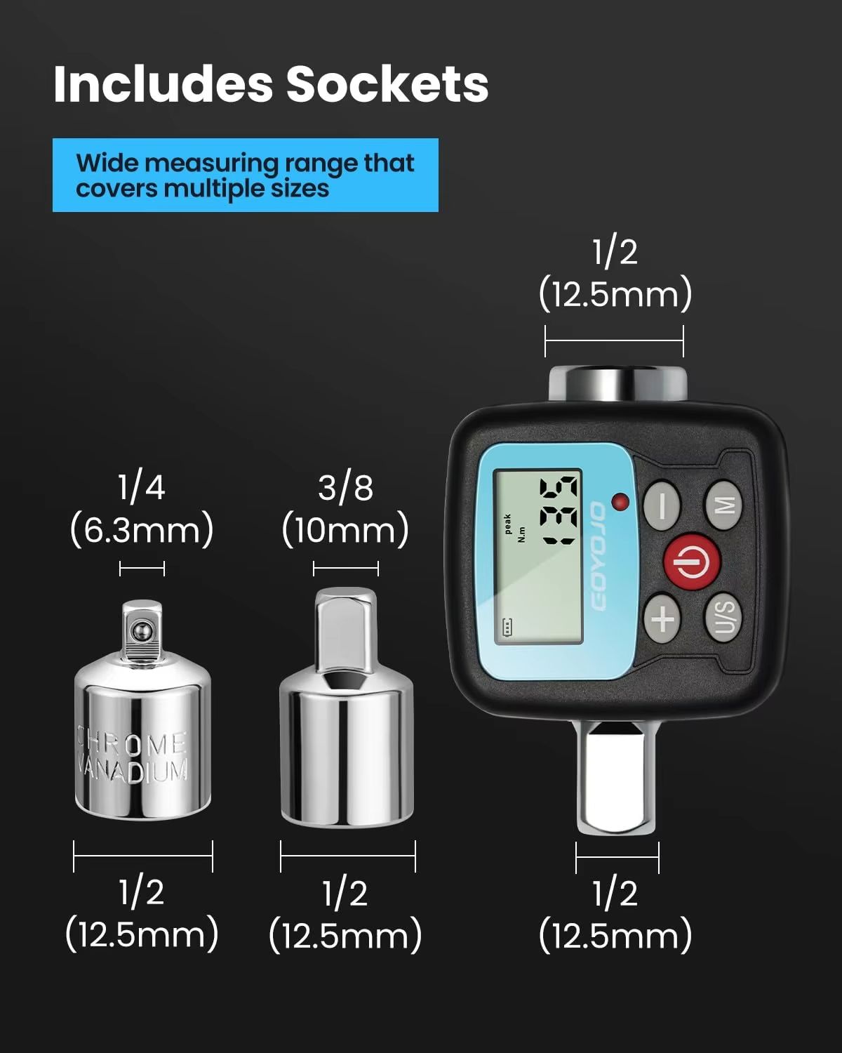 Digital Torque Wrench Set  Professional 14 38 12 Electronic Adapter For Car  Bike Repairs 2