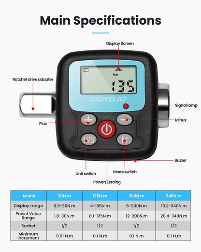 Digital Torque Wrench Set  Professional 14 38 12 Electronic Adapter For Car  Bike Repairs 4