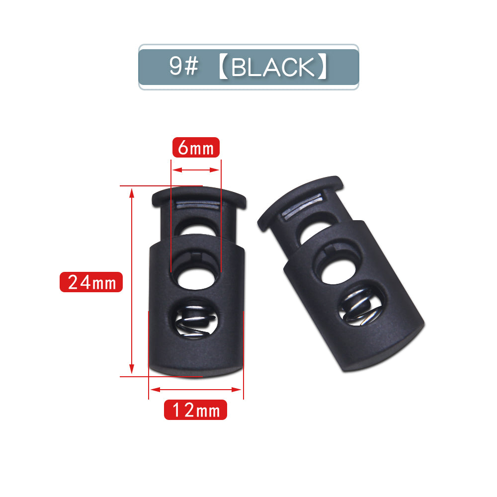 Plastic Cord Locks Stopper Buckles Toggles Ends, Shoelace Drawstring Clips for DIY Bag, Sportswear, Crafts, Black Frost