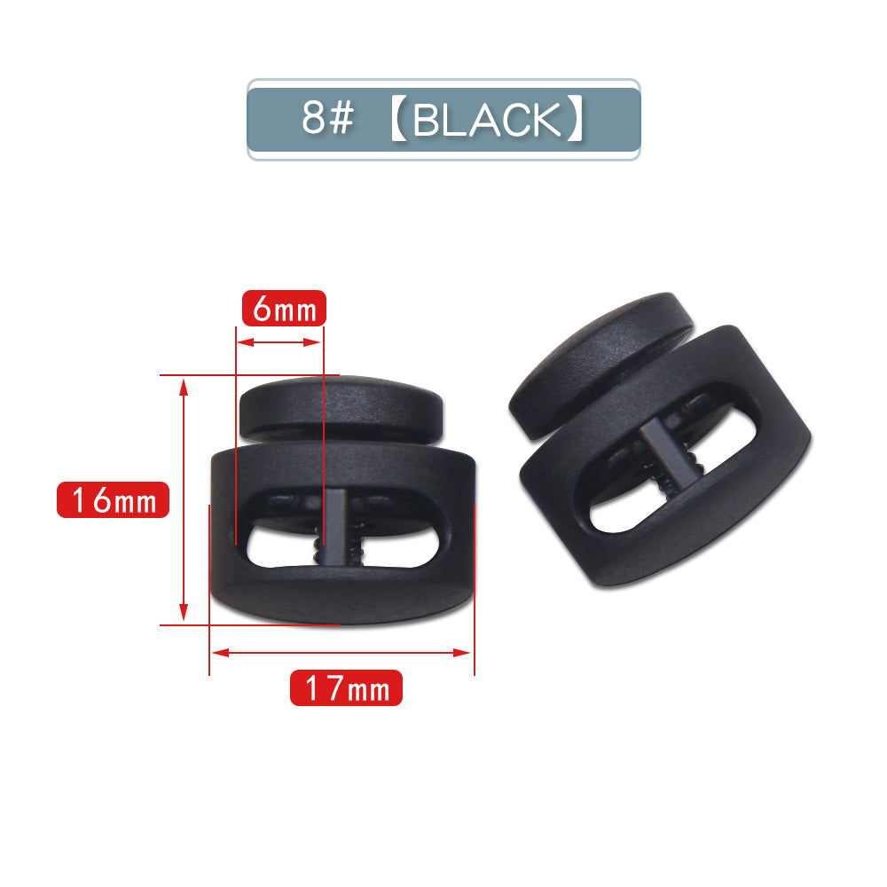 Plastic Cord Locks Stopper Buckles Toggles Ends, Shoelace Drawstring Clips for DIY Bag, Sportswear, Crafts, Black Frost