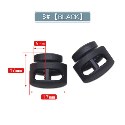 Plastic Cord Locks Stopper Buckles Toggles Ends, Shoelace Drawstring Clips for DIY Bag, Sportswear, Crafts, Black Frost