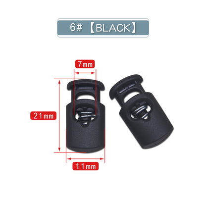 Plastic Cord Locks Stopper Buckles Toggles Ends, Shoelace Drawstring Clips for DIY Bag, Sportswear, Crafts, Black Frost