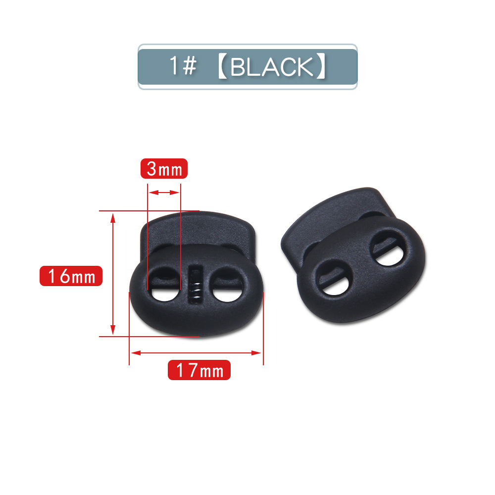 Plastic Cord Locks Stopper Buckles Toggles Ends, Shoelace Drawstring Clips for DIY Bag, Sportswear, Crafts, Black Frost