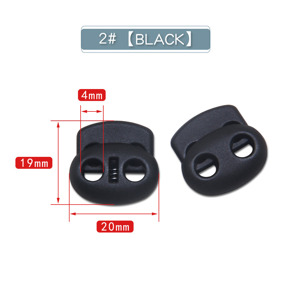 Plastic Cord Locks Stopper Buckles Toggles Ends, Shoelace Drawstring Clips for DIY Bag, Sportswear, Crafts, Black Frost