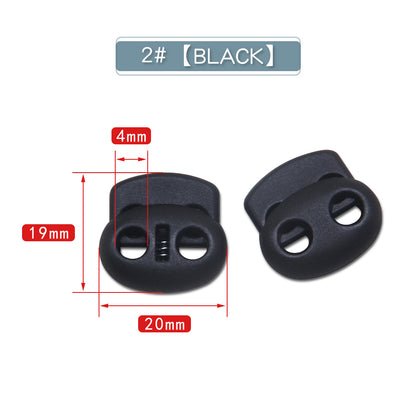 Plastic Cord Locks Stopper Buckles Toggles Ends, Shoelace Drawstring Clips for DIY Bag, Sportswear, Crafts, Black Frost