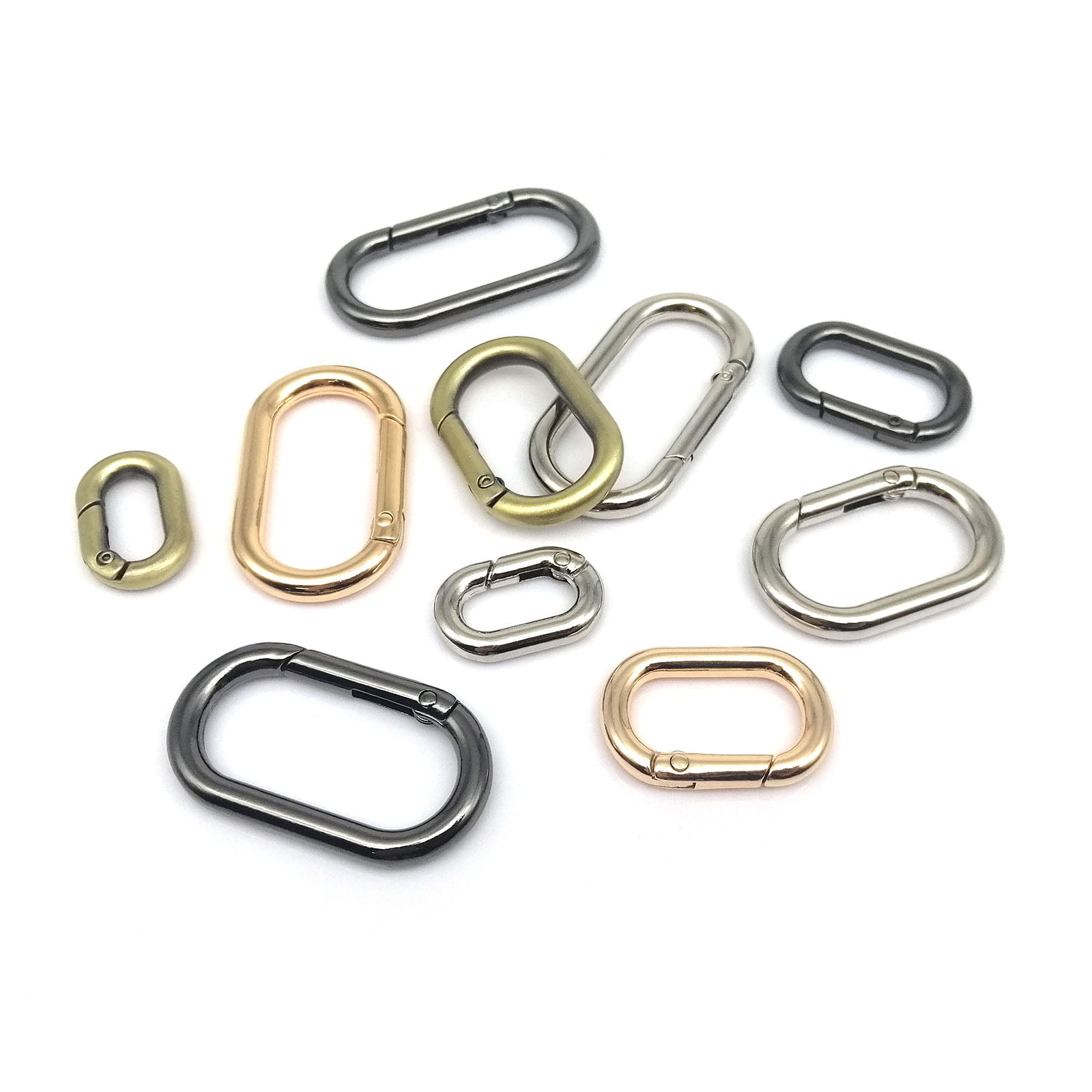 Openable Oval Spring Ring Buckle Clip for Leather Handbag Strap Keyring Pendant Key Chain Dog Collar Carabiner Connector