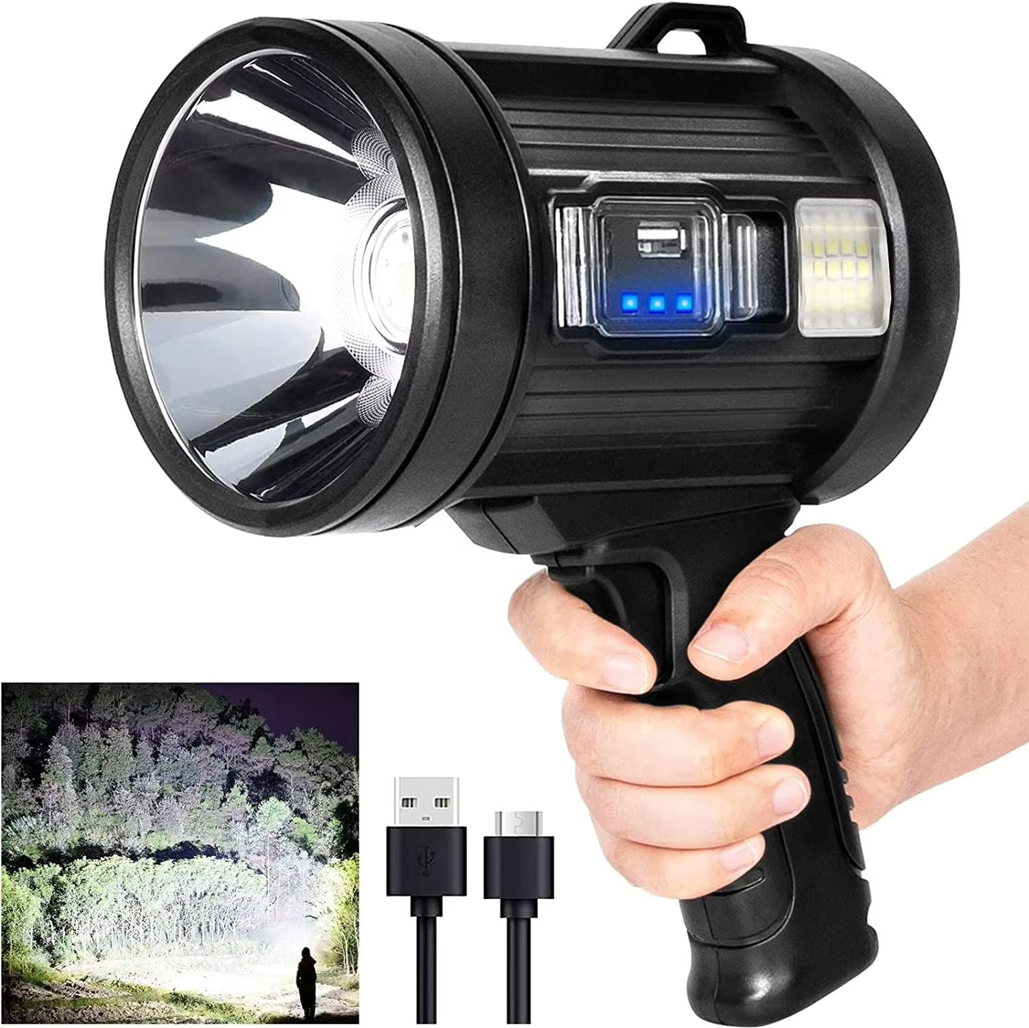 HighPowered SolarSpot Pro Rechargeable Hunting Spotlight With COB Light 7