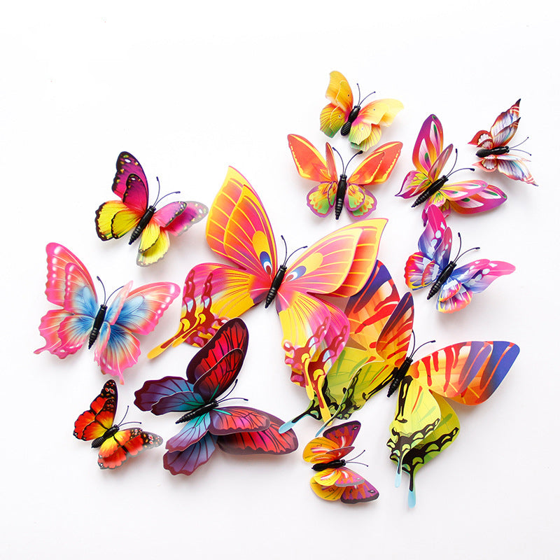 Double Layer 3D Butterfly Wall Stickers, Home Room Decor, Fridge Magnet Butterflies, Wedding Decoration Decals