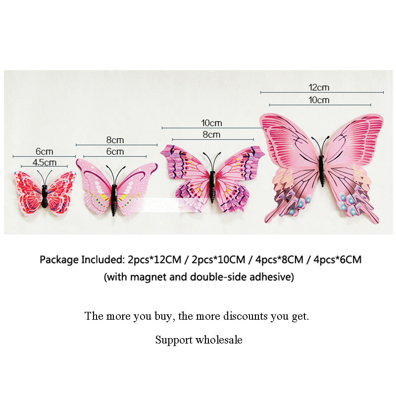 Double Layer 3D Butterfly Wall Stickers, Home Room Decor, Fridge Magnet Butterflies, Wedding Decoration Decals