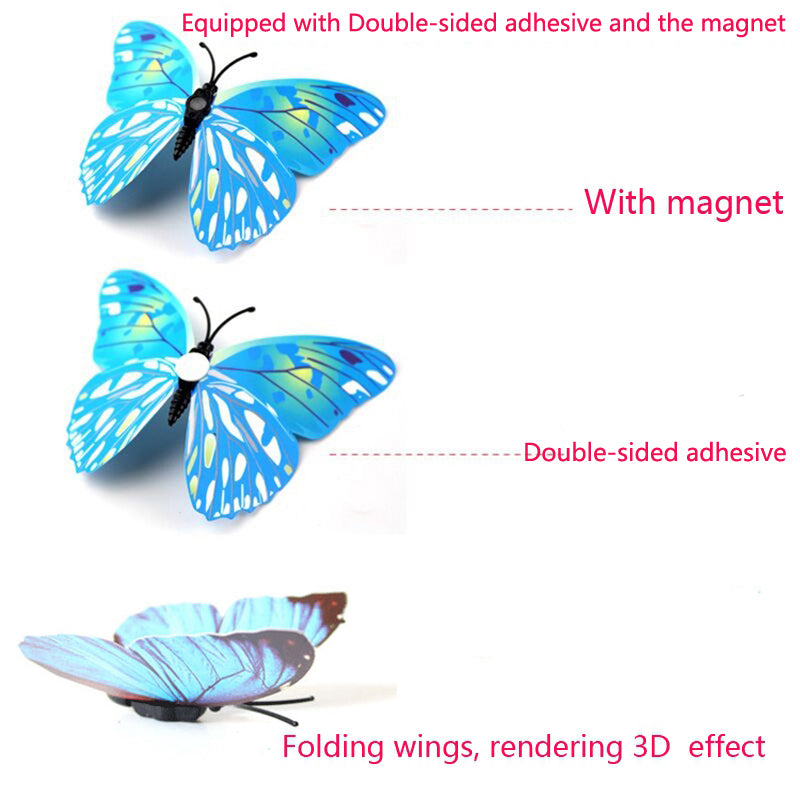 Double Layer 3D Butterfly Wall Stickers, Home Room Decor, Fridge Magnet Butterflies, Wedding Decoration Decals