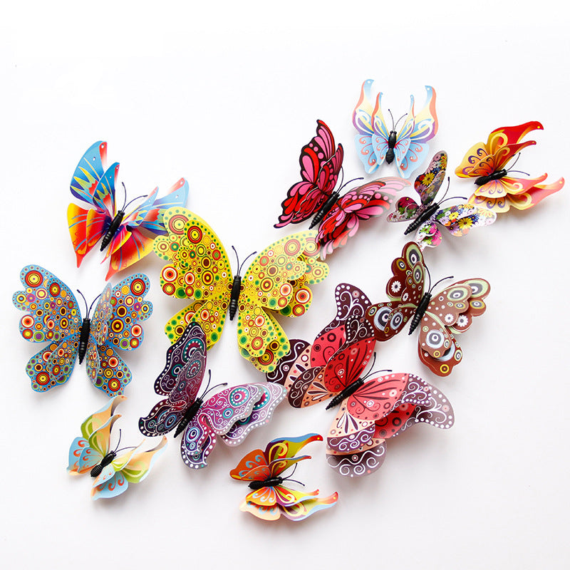 Double Layer 3D Butterfly Wall Stickers, Home Room Decor, Fridge Magnet Butterflies, Wedding Decoration Decals