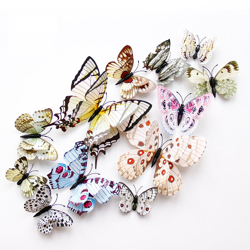 Double Layer 3D Butterfly Wall Stickers, Home Room Decor, Fridge Magnet Butterflies, Wedding Decoration Decals