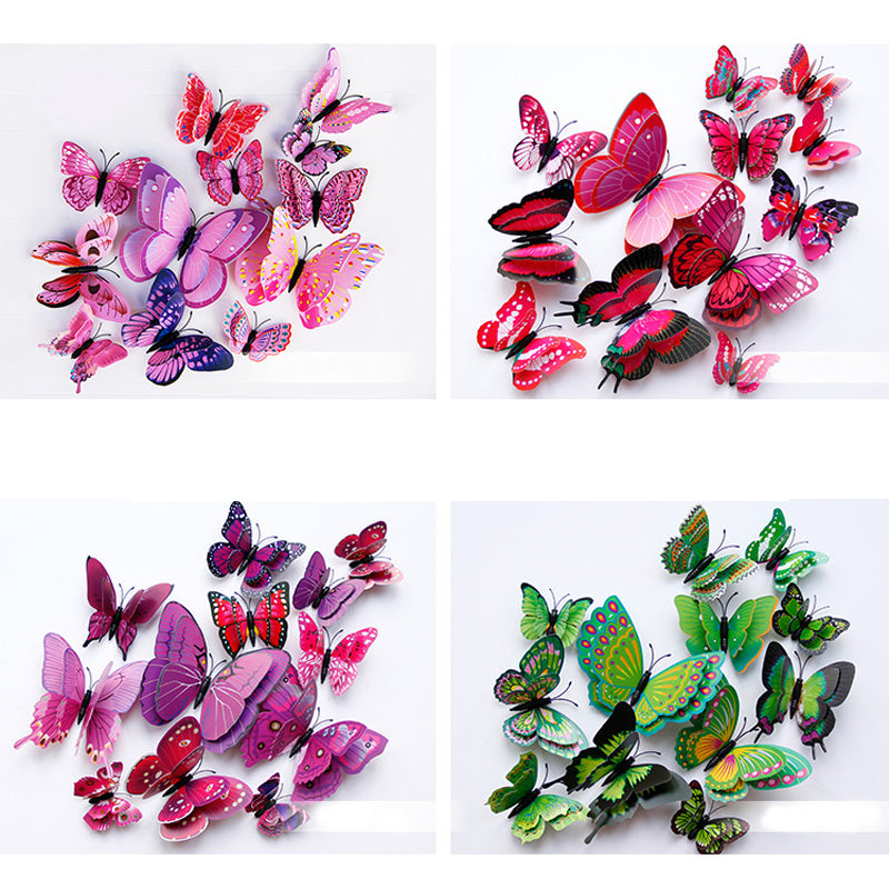 Double Layer 3D Butterfly Wall Stickers, Home Room Decor, Fridge Magnet Butterflies, Wedding Decoration Decals