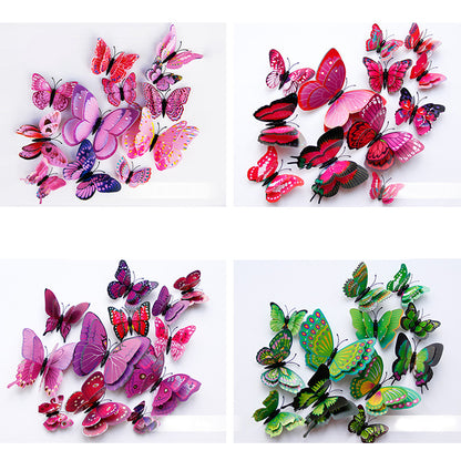 Double Layer 3D Butterfly Wall Stickers, Home Room Decor, Fridge Magnet Butterflies, Wedding Decoration Decals