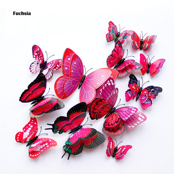 Double Layer 3D Butterfly Wall Stickers, Home Room Decor, Fridge Magnet Butterflies, Wedding Decoration Decals