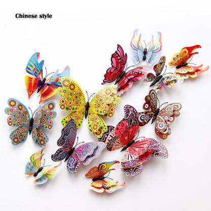 Double Layer 3D Butterfly Wall Stickers, Home Room Decor, Fridge Magnet Butterflies, Wedding Decoration Decals