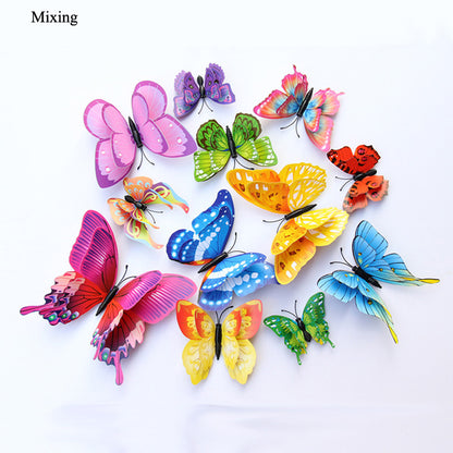 Double Layer 3D Butterfly Wall Stickers, Home Room Decor, Fridge Magnet Butterflies, Wedding Decoration Decals