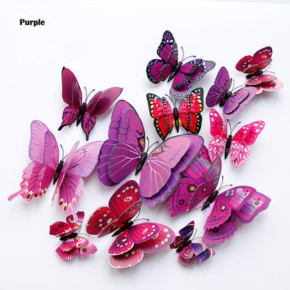 Double Layer 3D Butterfly Wall Stickers, Home Room Decor, Fridge Magnet Butterflies, Wedding Decoration Decals