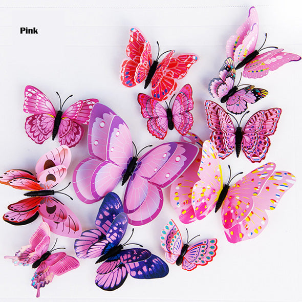 Double Layer 3D Butterfly Wall Stickers, Home Room Decor, Fridge Magnet Butterflies, Wedding Decoration Decals