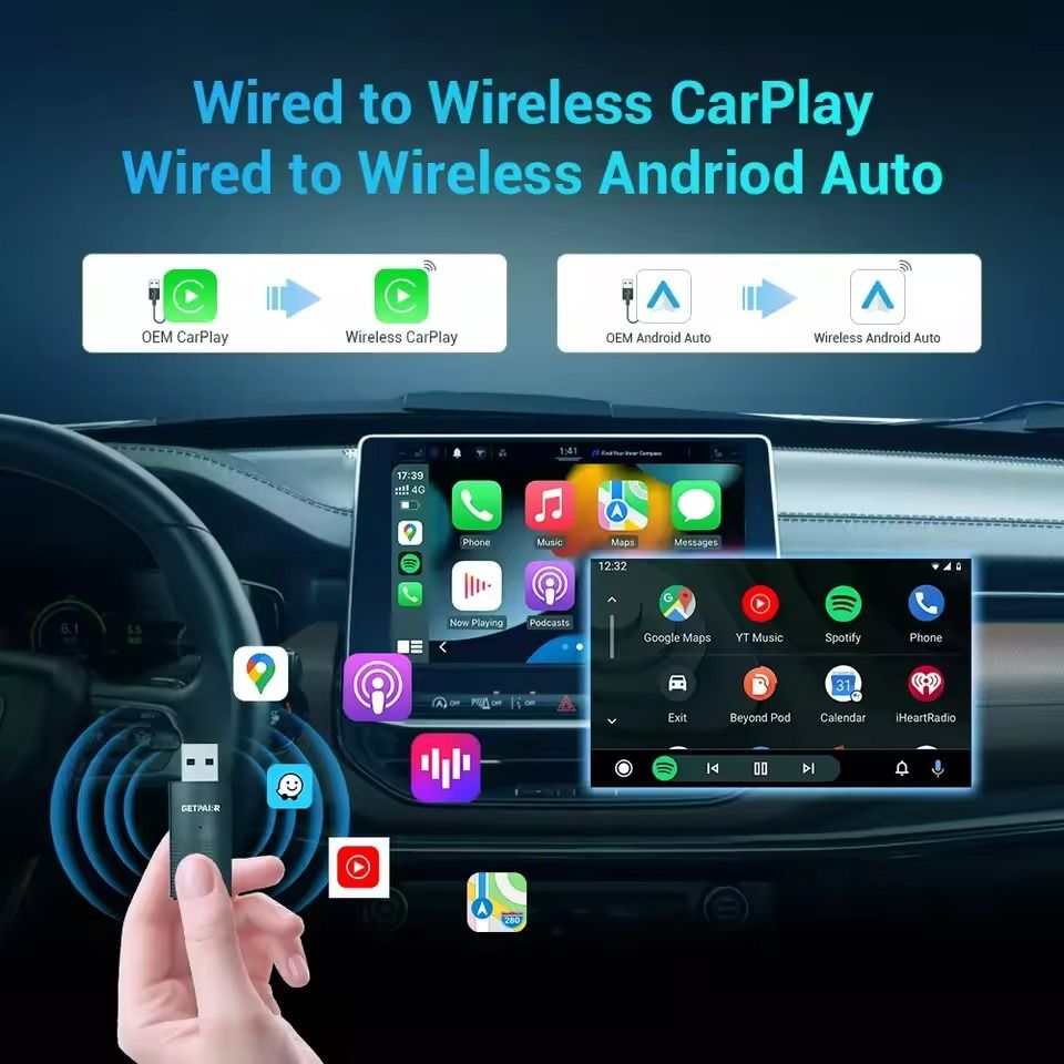 Wireless CarPlay Android Auto Adapter Mini Plug And Play Box 1