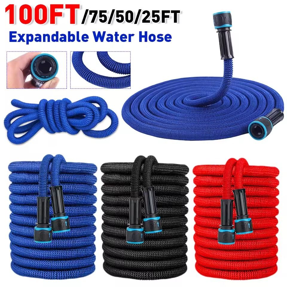 Expandable Garden Water Hose with Spray Nozzle for Irrigation and Car Washing