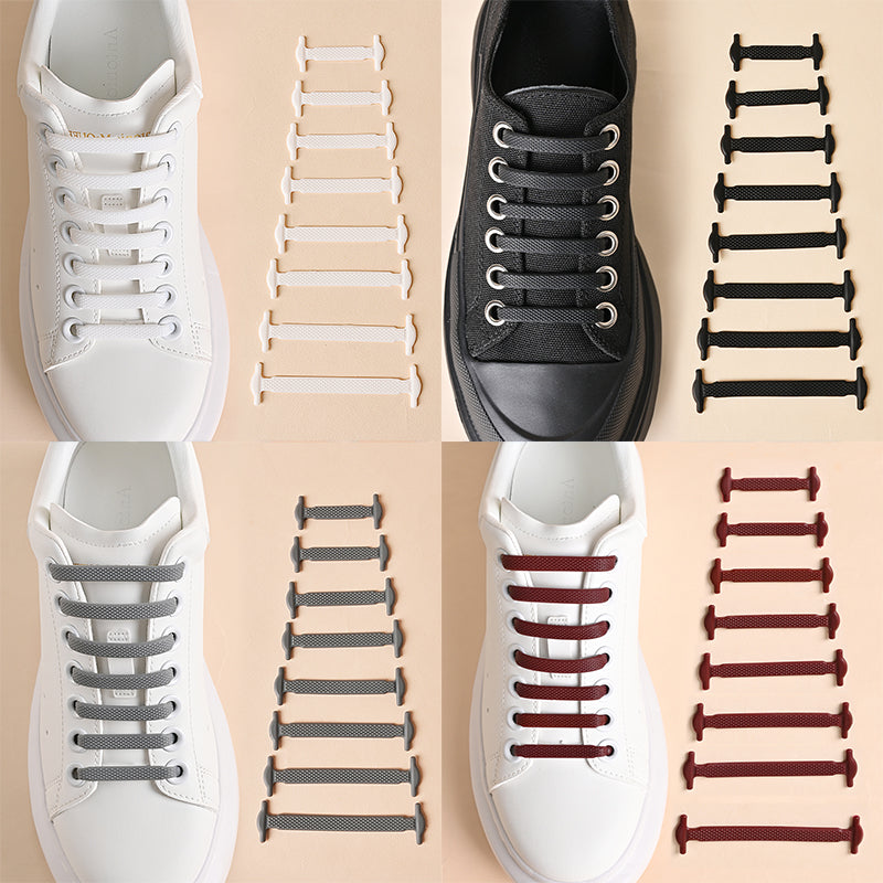 No Tie Shoelaces 16pcslot Silicone Elastic Laces Creative Rubber Lazy Shoelaces For Sneakers Sports 4